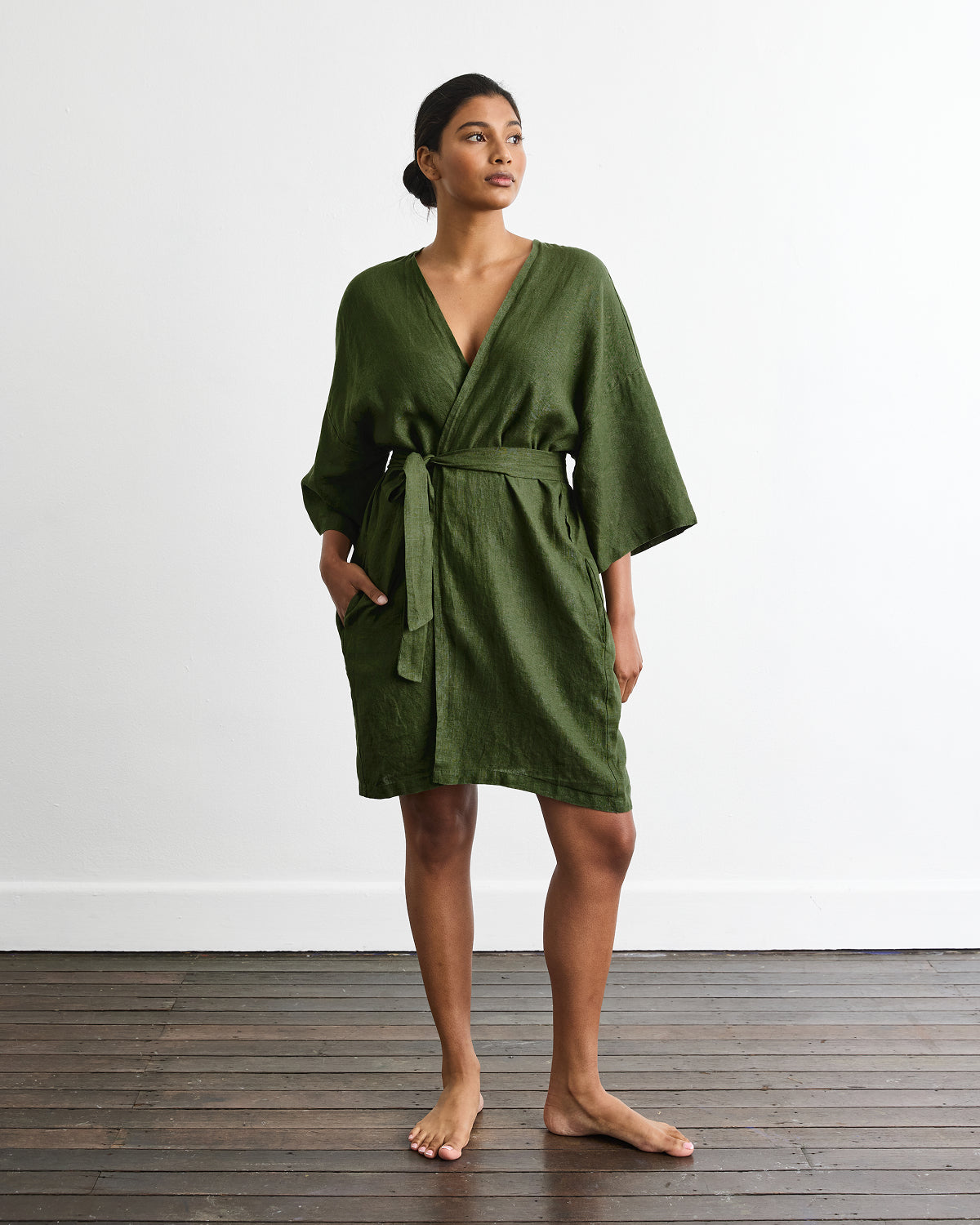 Cabana Short Robe in Olive - Image 2