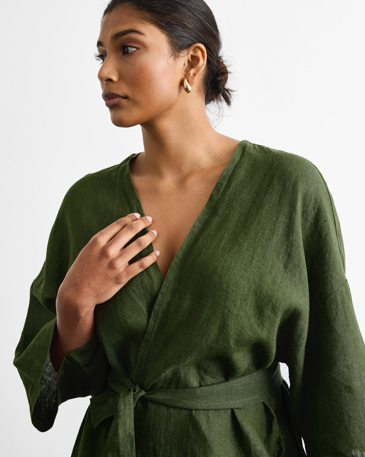 Cabana Short Robe in Olive - Image 5