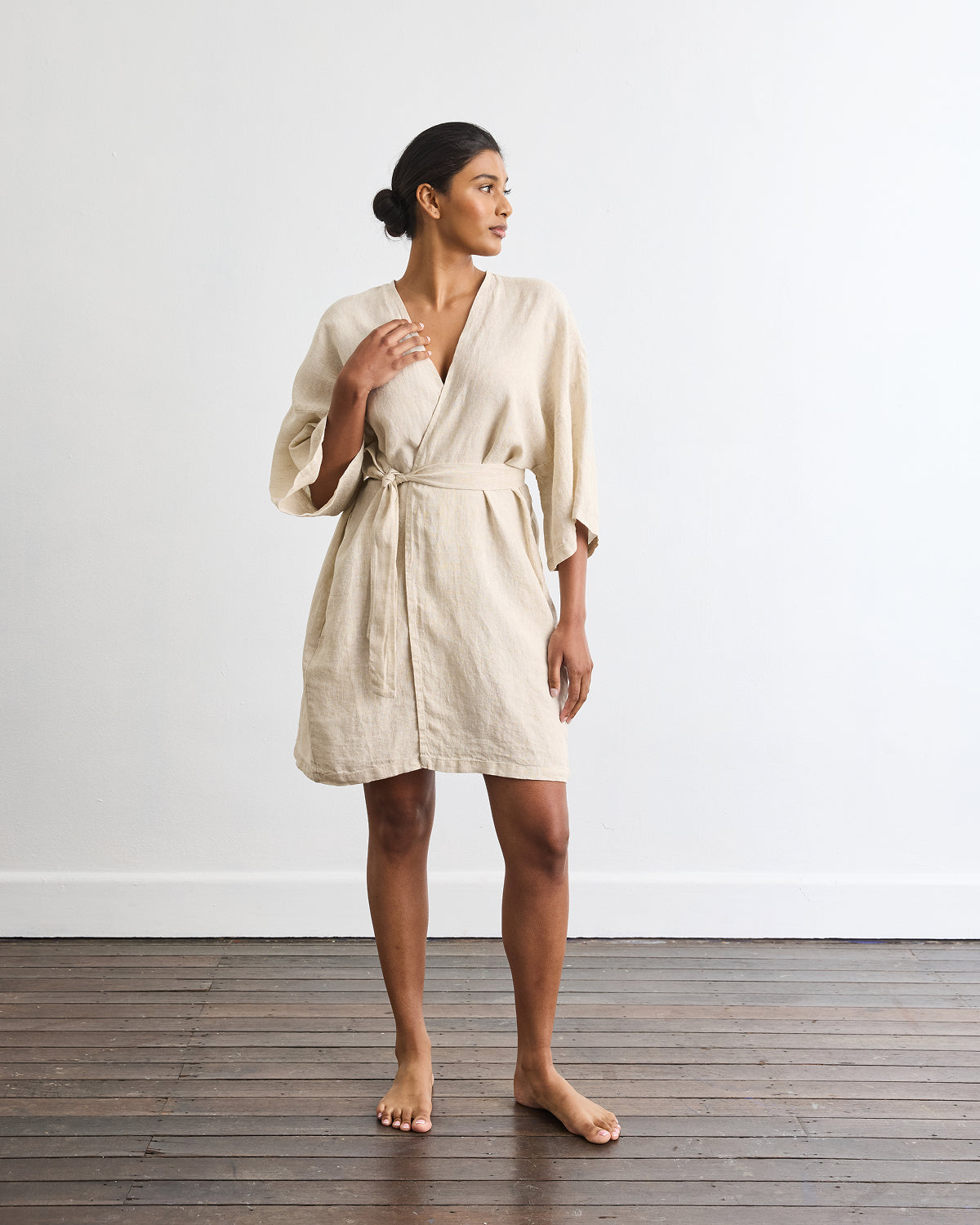 Cabana Short Robe in Oatmeal - Image 2
