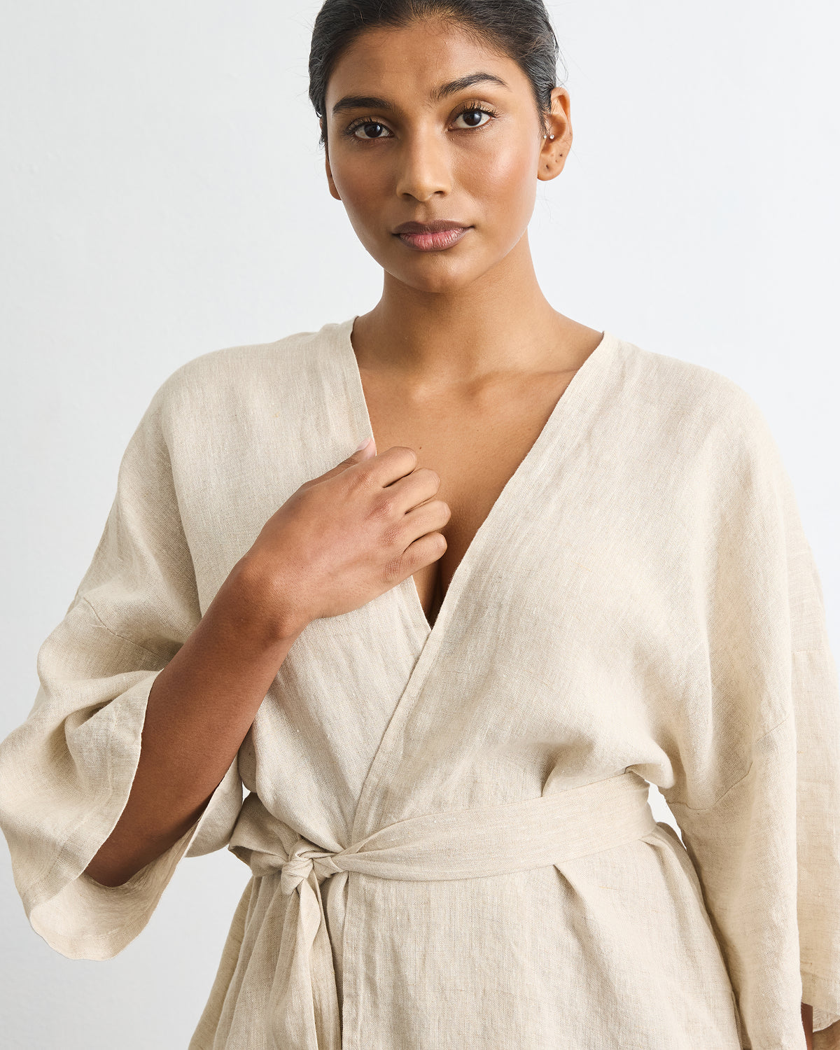 Cabana Short Robe in Oatmeal - Image 5
