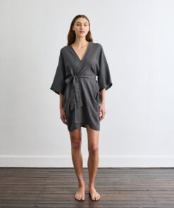 Cabana Short Robe in Charcoal