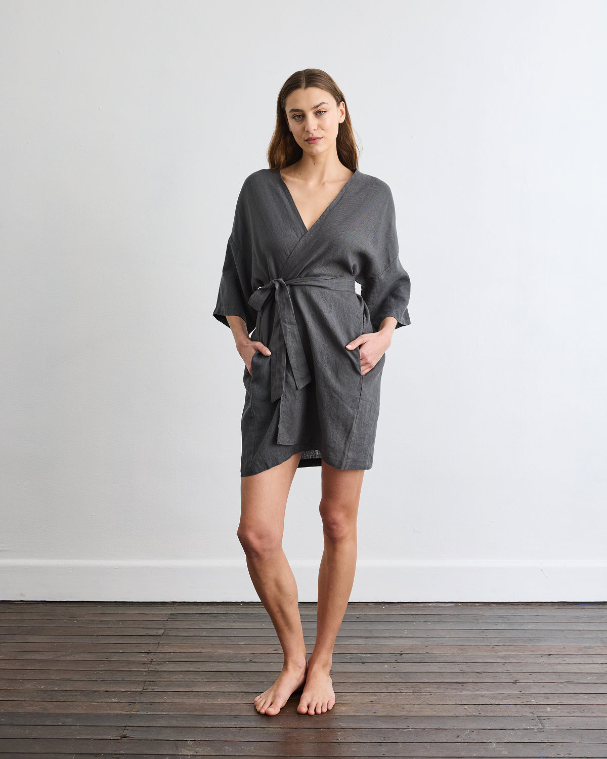 Cabana Short Robe in Charcoal - Image 2