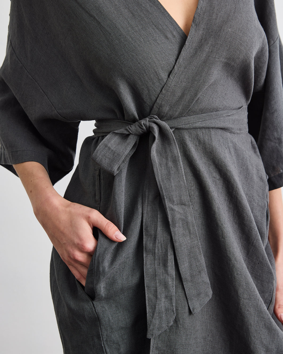 Cabana Short Robe in Charcoal - Image 4