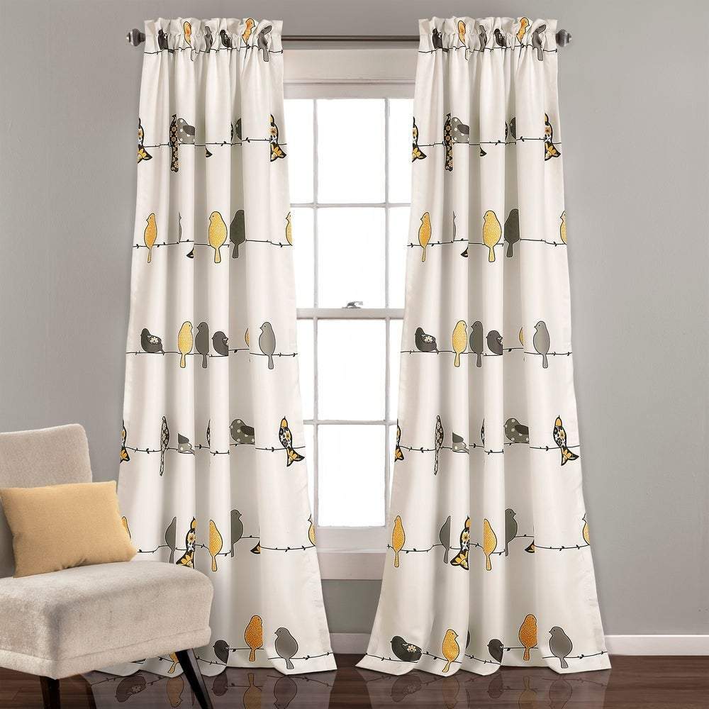 Rowley Birds Room Darkening Curtain Panel Pair 52 W X 84 L
