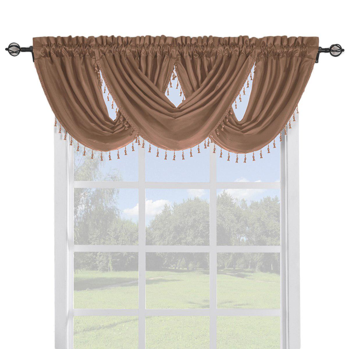 Soho Faux Silk Curtain Panels or Waterfall Valance (Single) - Image 30