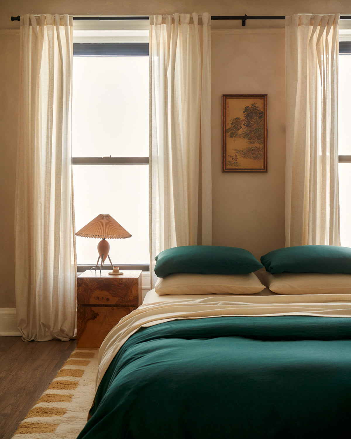 Forest & Crème 100% French Flax Linen Bedding Bundle