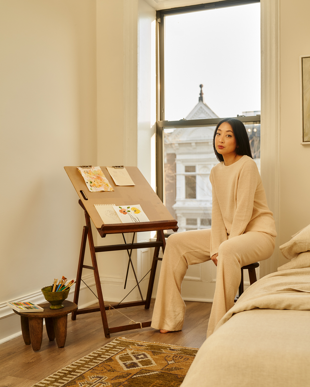 Veranda Linen Knit Pants in Oatmeal - Image 7