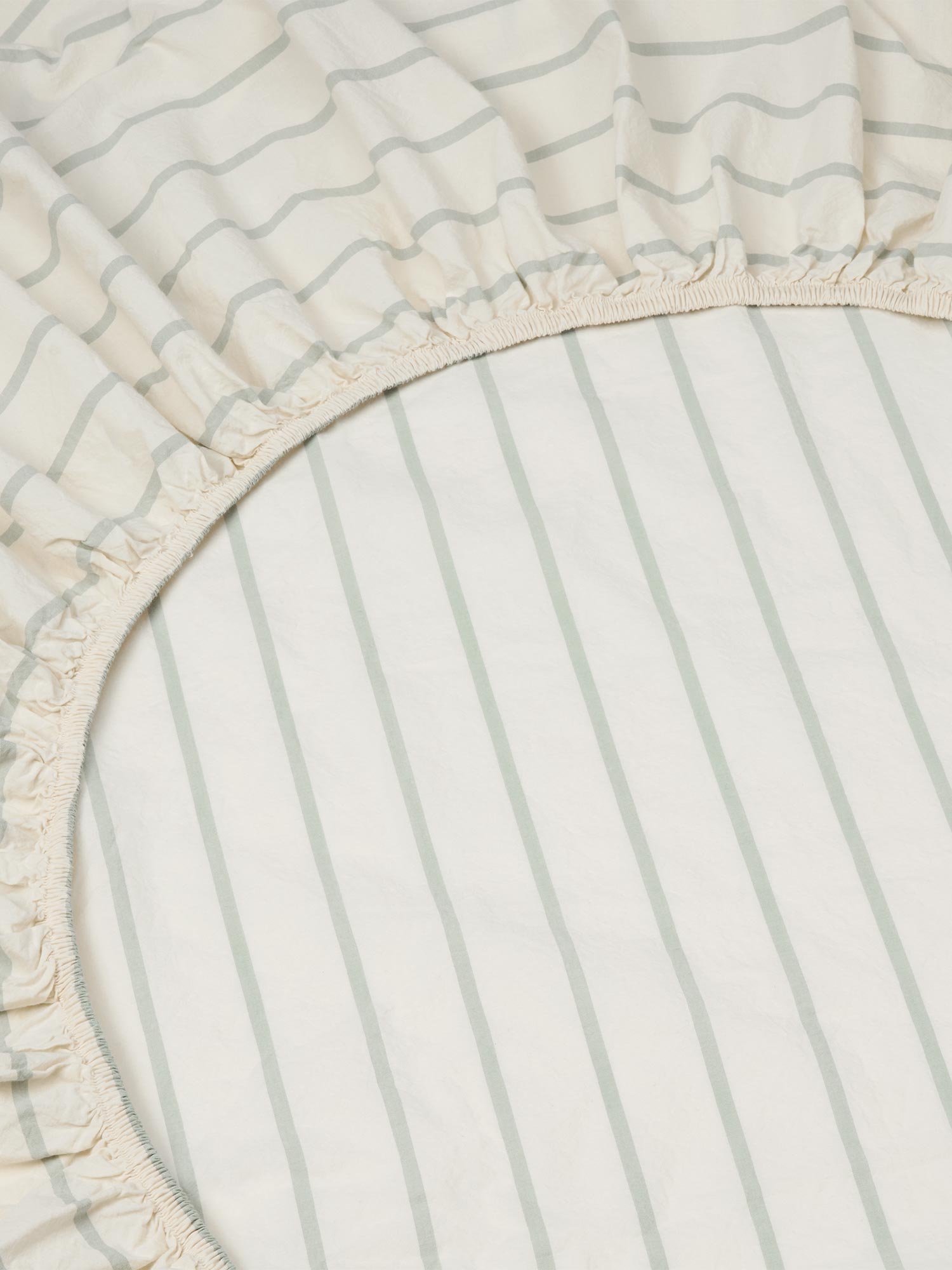 Mellow Green Slumber Stripe Cotton Fitted Sheet - Image 2