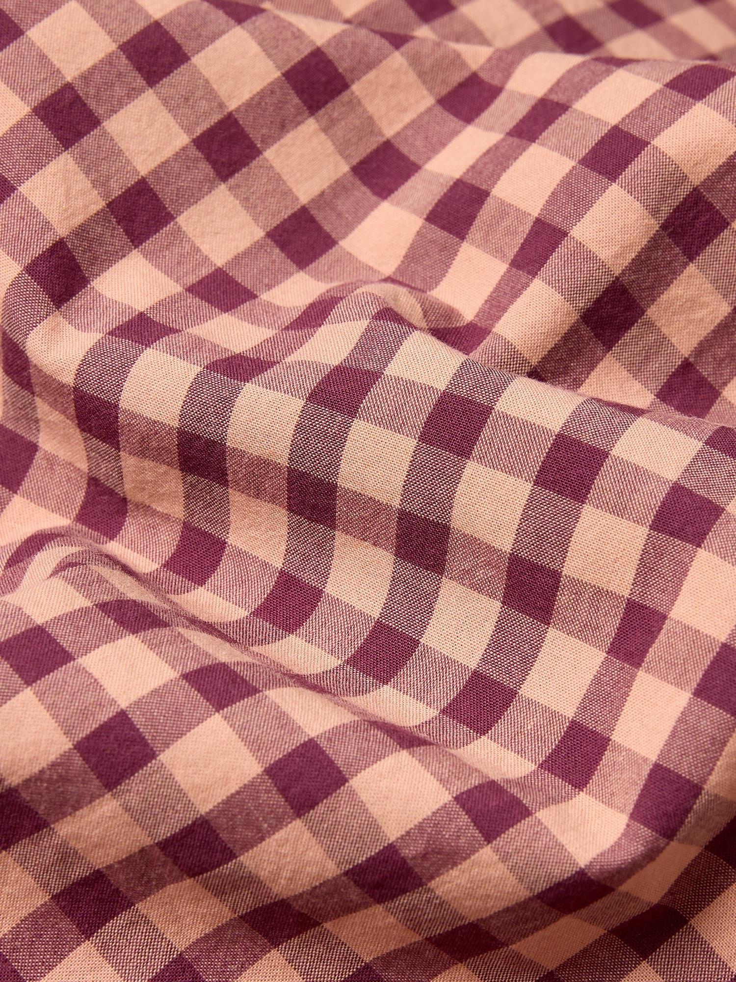 Fig & Blush Pink Gingham Washed Cotton Percale Fitted Sheet - Image 3