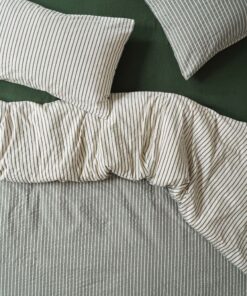 Spruce Green Textured Stripe Cotton Duvet Cover
