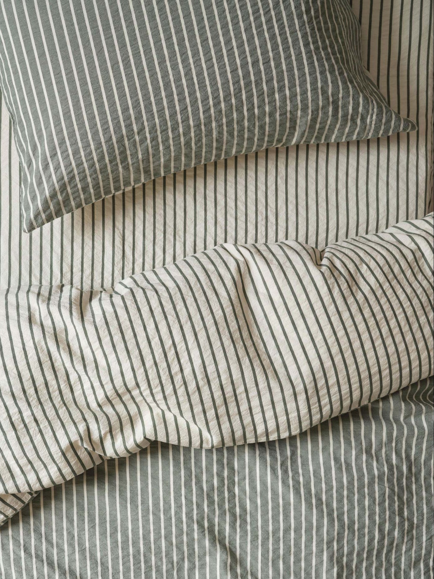 Spruce Green Texture Stripe Cotton Kids Bedding Set - Image 2