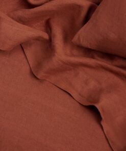 Linen Flat Sheet with Border - Sienna