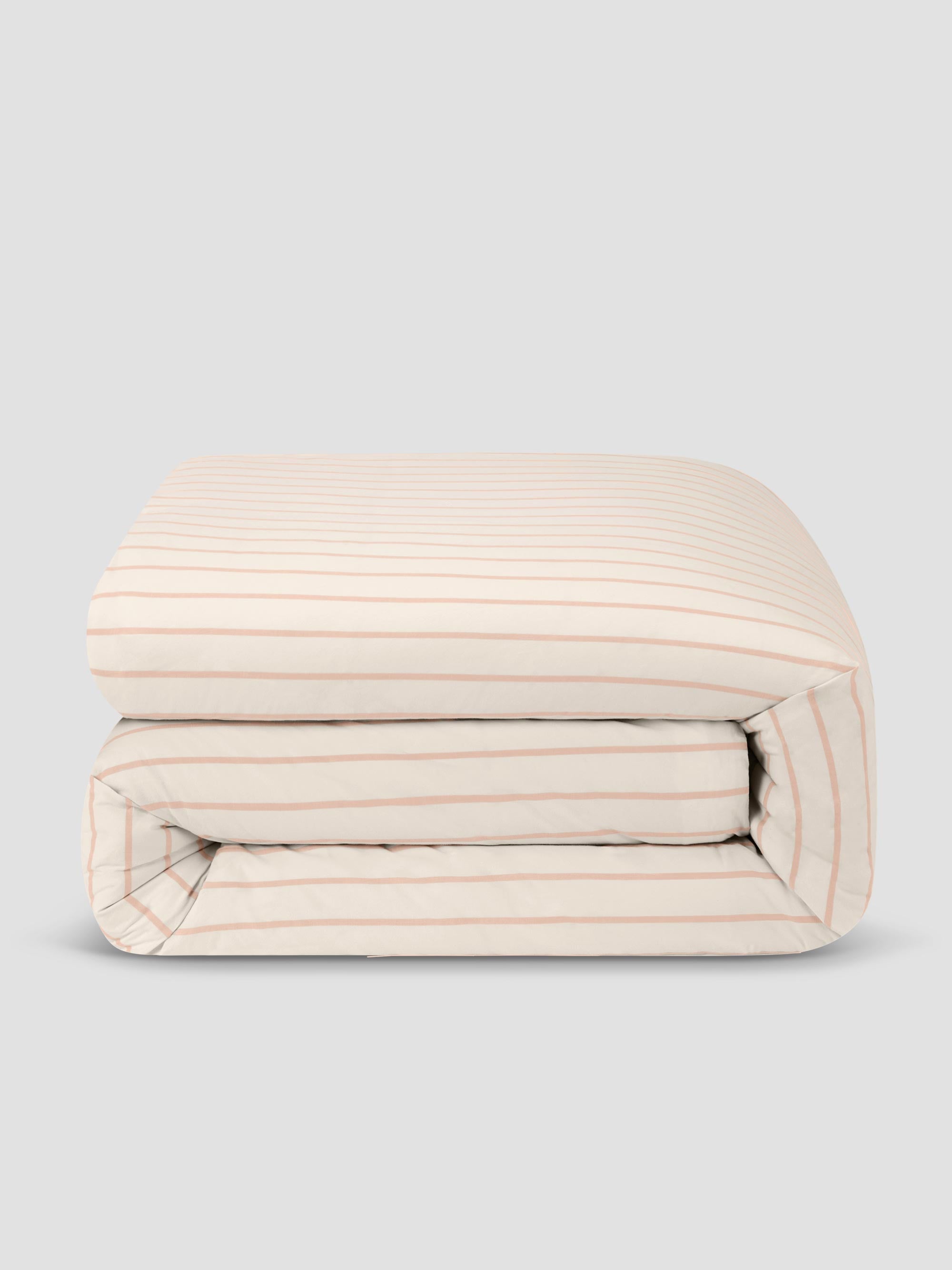 Blush Pink Slumber Stripe Cotton Duvet Cover - Image 3