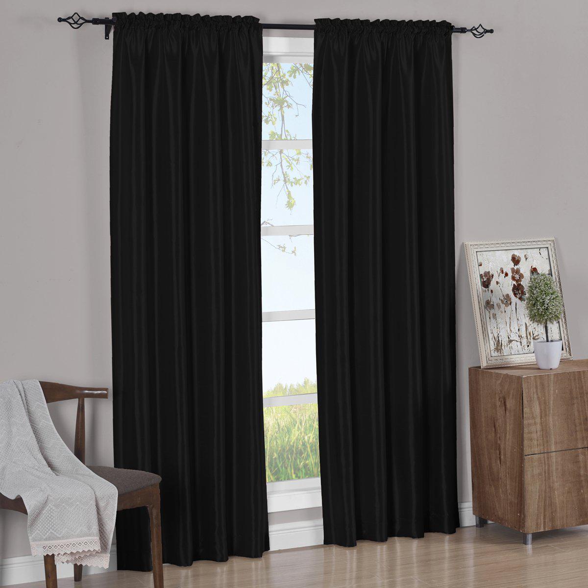 Faux Silk Curtain Panels Pair (Set of 2) Rod Pocket Soho - Image 5