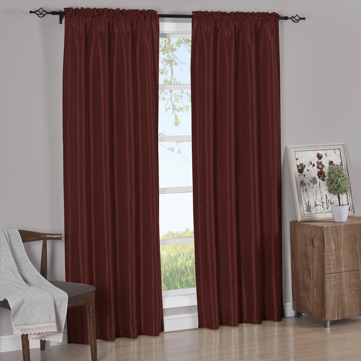 Faux Silk Curtain Panels Pair (Set of 2) Rod Pocket Soho - Image 7