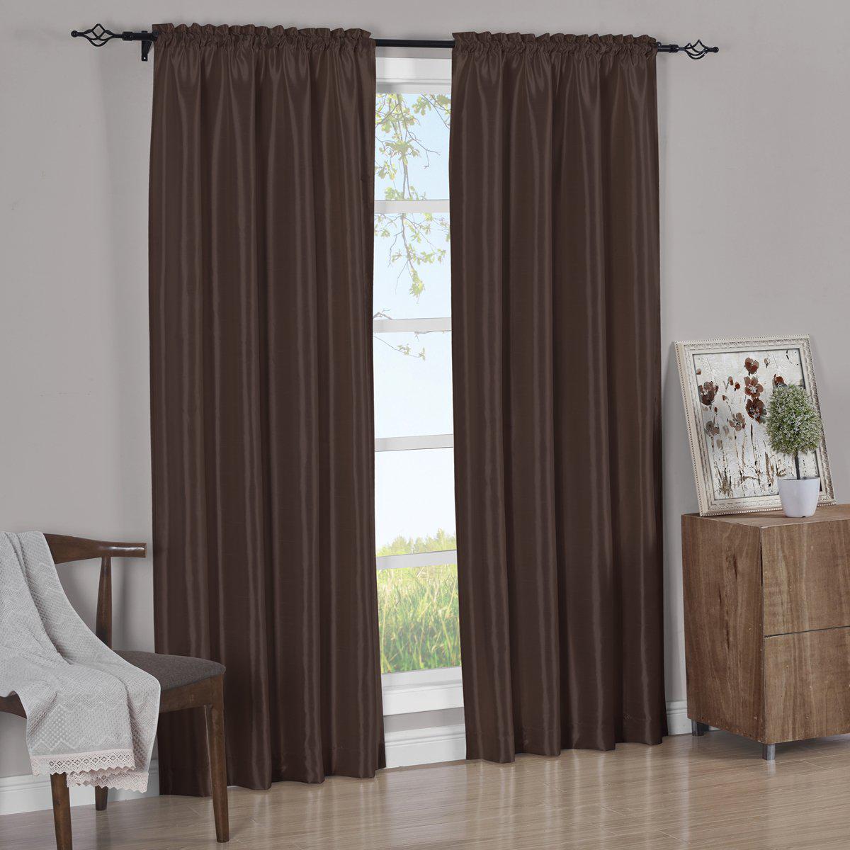 Faux Silk Curtain Panels Pair (Set of 2) Rod Pocket Soho - Image 24