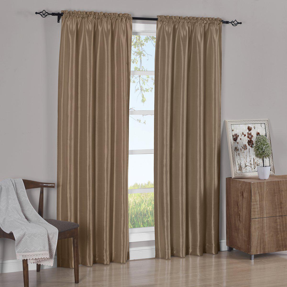 Faux Silk Curtain Panels Pair (Set of 2) Rod Pocket Soho - Image 6