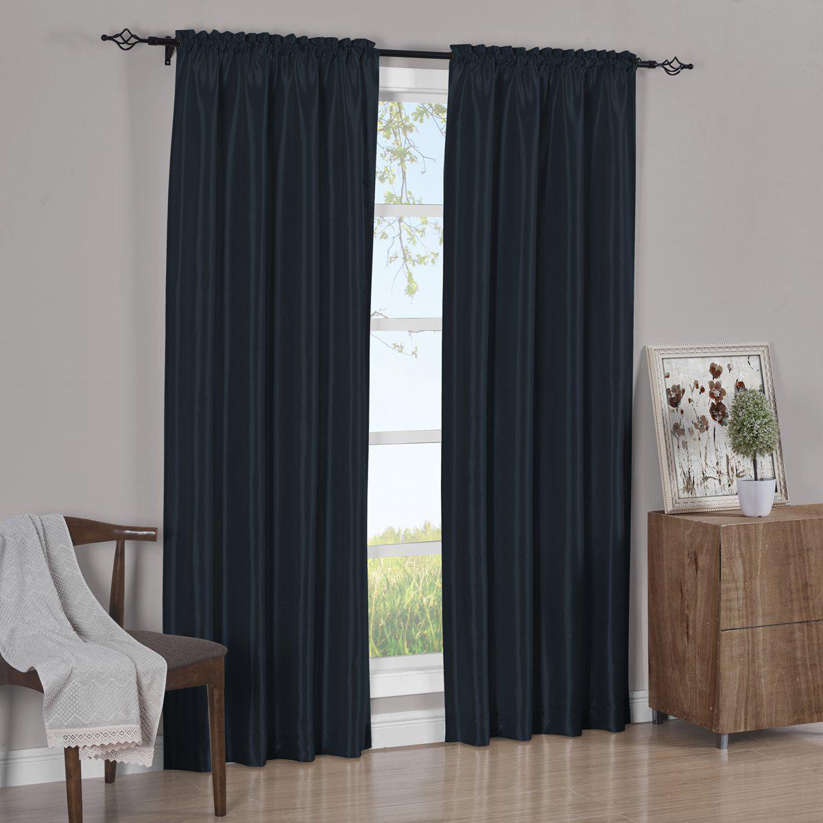 Faux Silk Curtain Panels Pair (Set of 2) Rod Pocket Soho - Image 21
