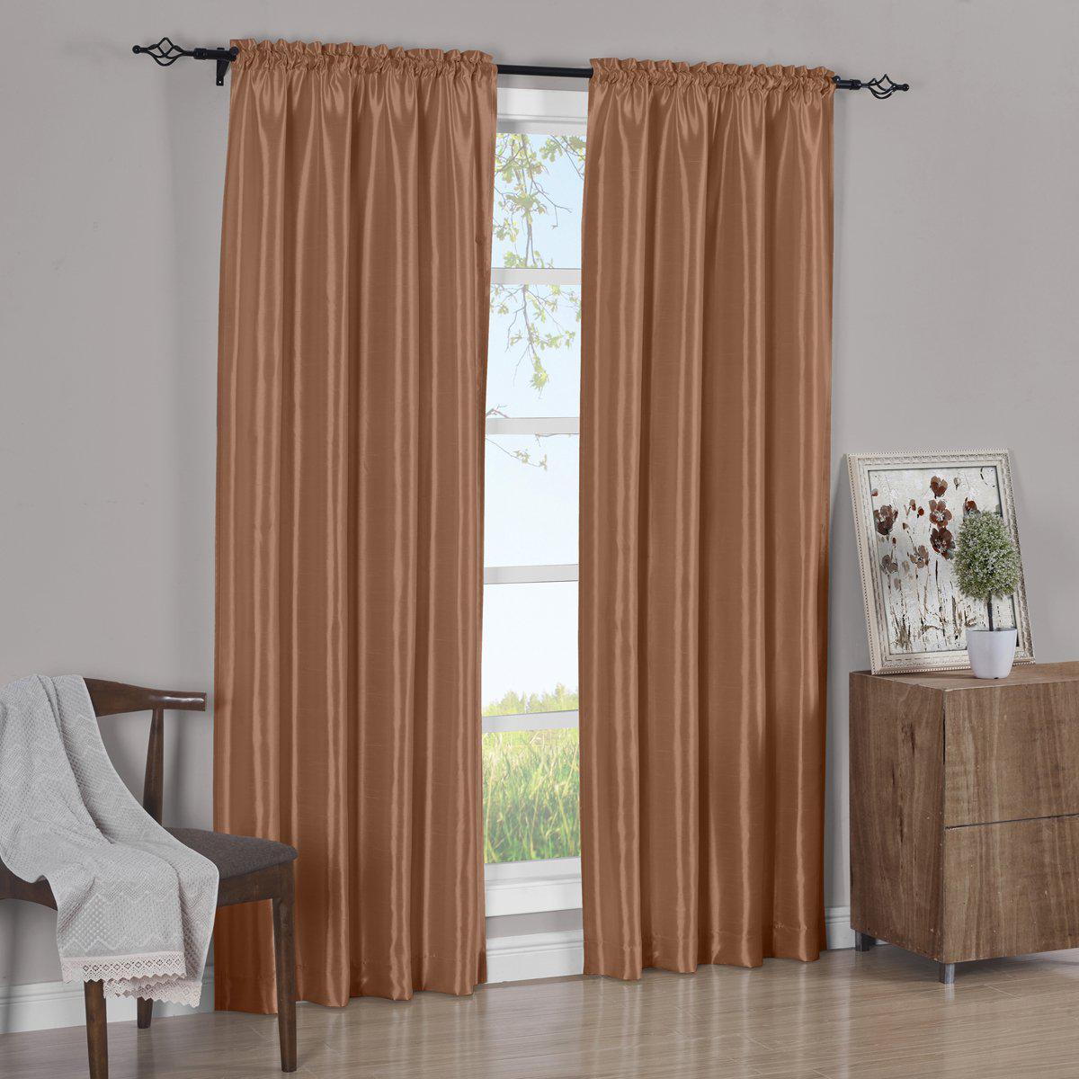 Faux Silk Curtain Panels Pair (Set of 2) Rod Pocket Soho - Image 8
