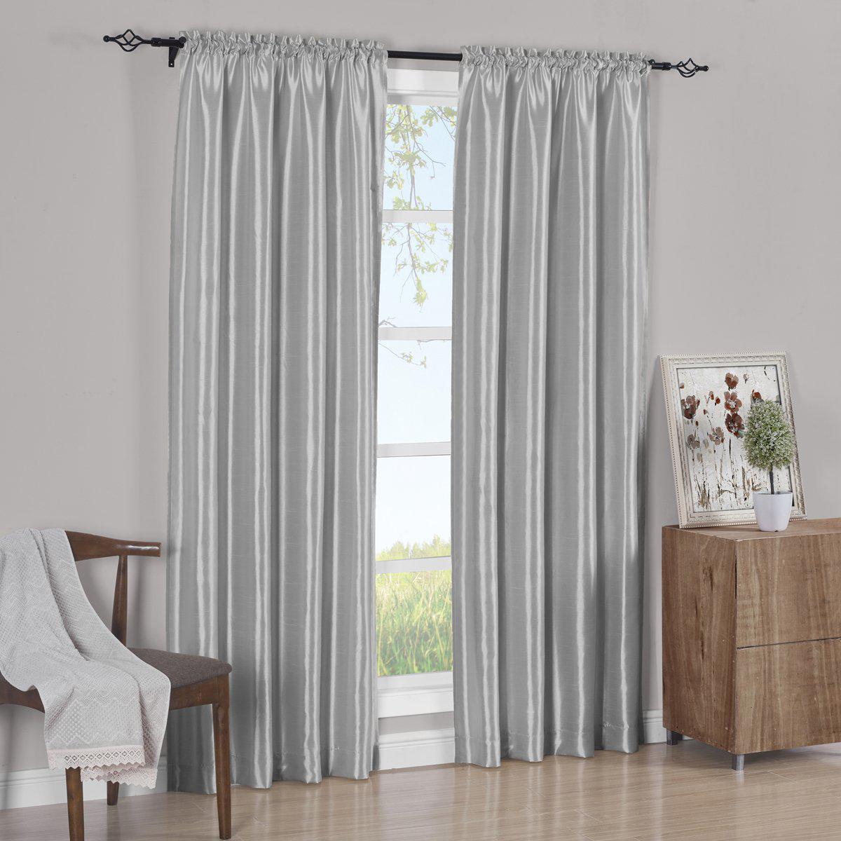 Faux Silk Curtain Panels Pair (Set of 2) Rod Pocket Soho - Image 16