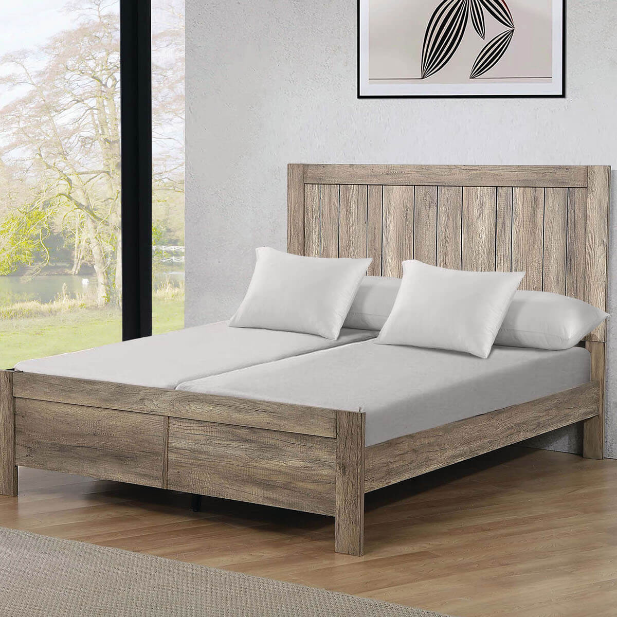 Split Queen Bed Sheet Set - Solid 340 Thread Count - Image 3