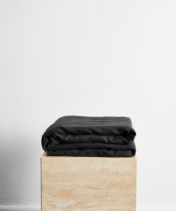 Charcoal 100% French Flax Linen Throw