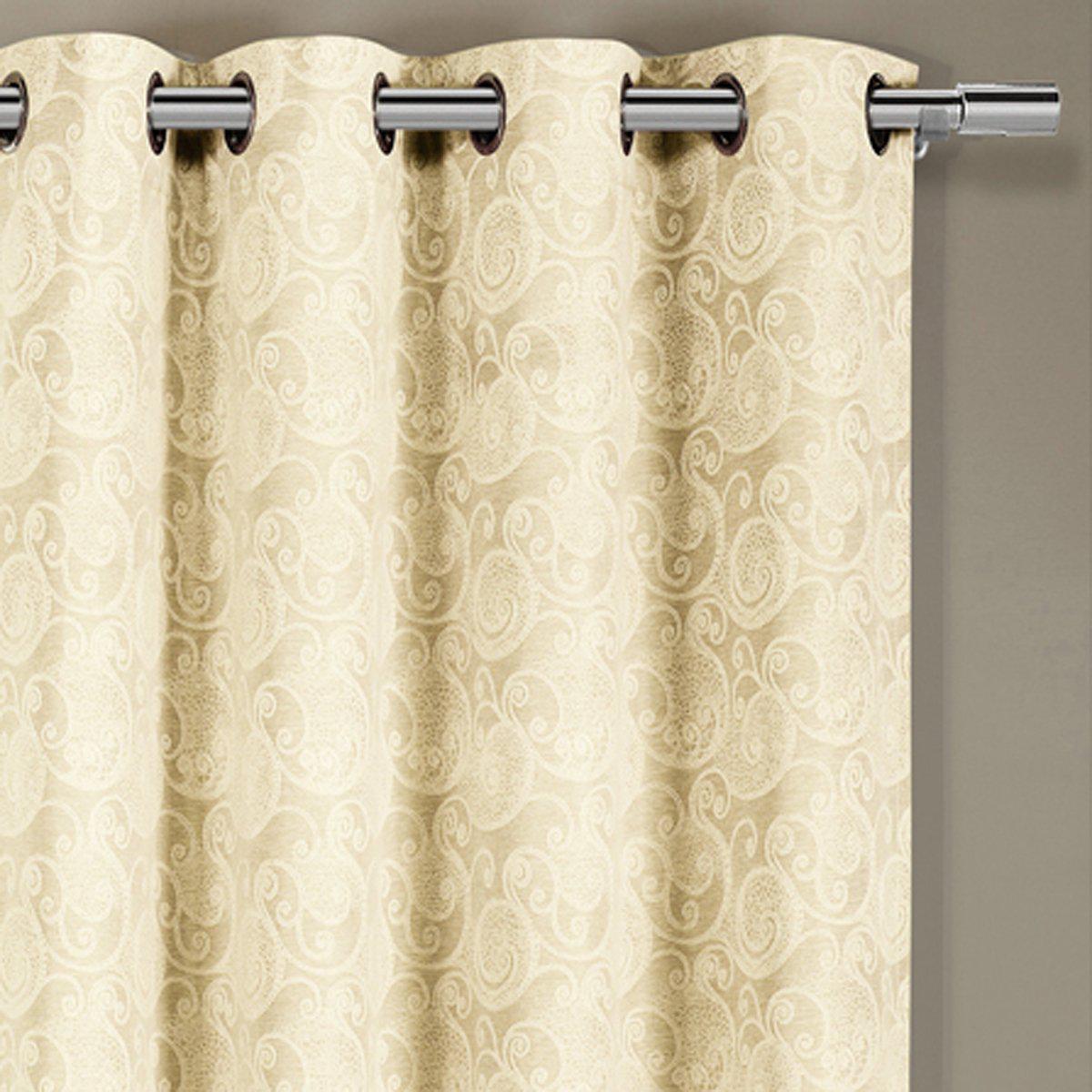 Tabitha Flower Curtains Jacquard Grommet Top Panels (Single) - Image 8