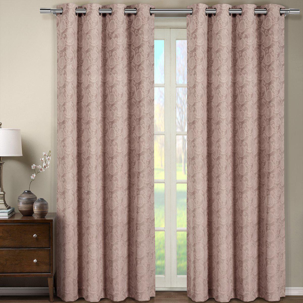 Tabitha Flower Curtains Jacquard Grommet Top Panels (Single) - Image 17