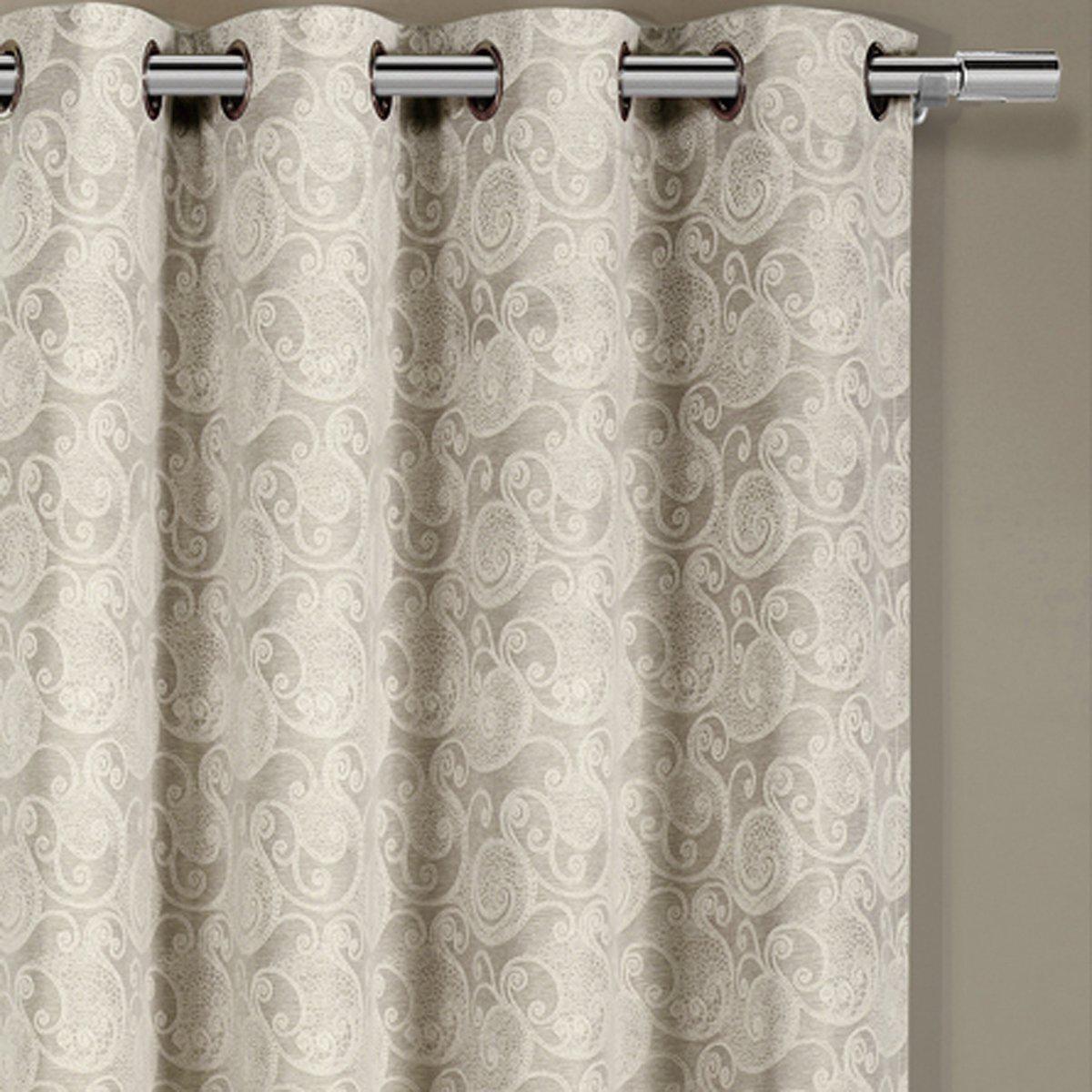 Tabitha Flower Curtains Jacquard Grommet Top Panels (Single) - Image 4