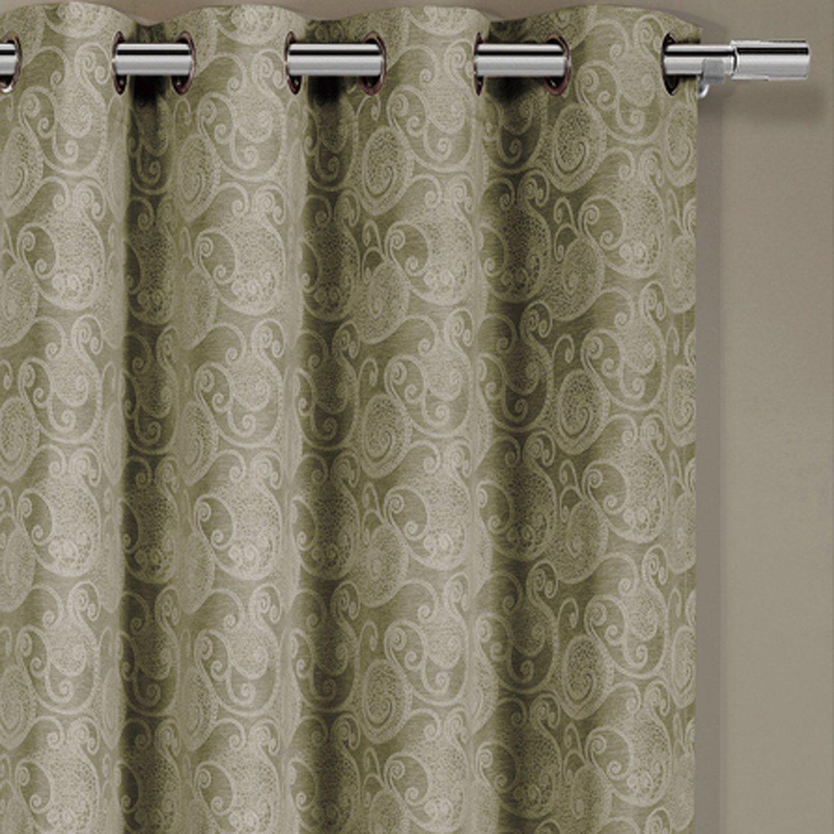 Tabitha Flower Curtains Jacquard Grommet Top Panels (Single) - Image 12