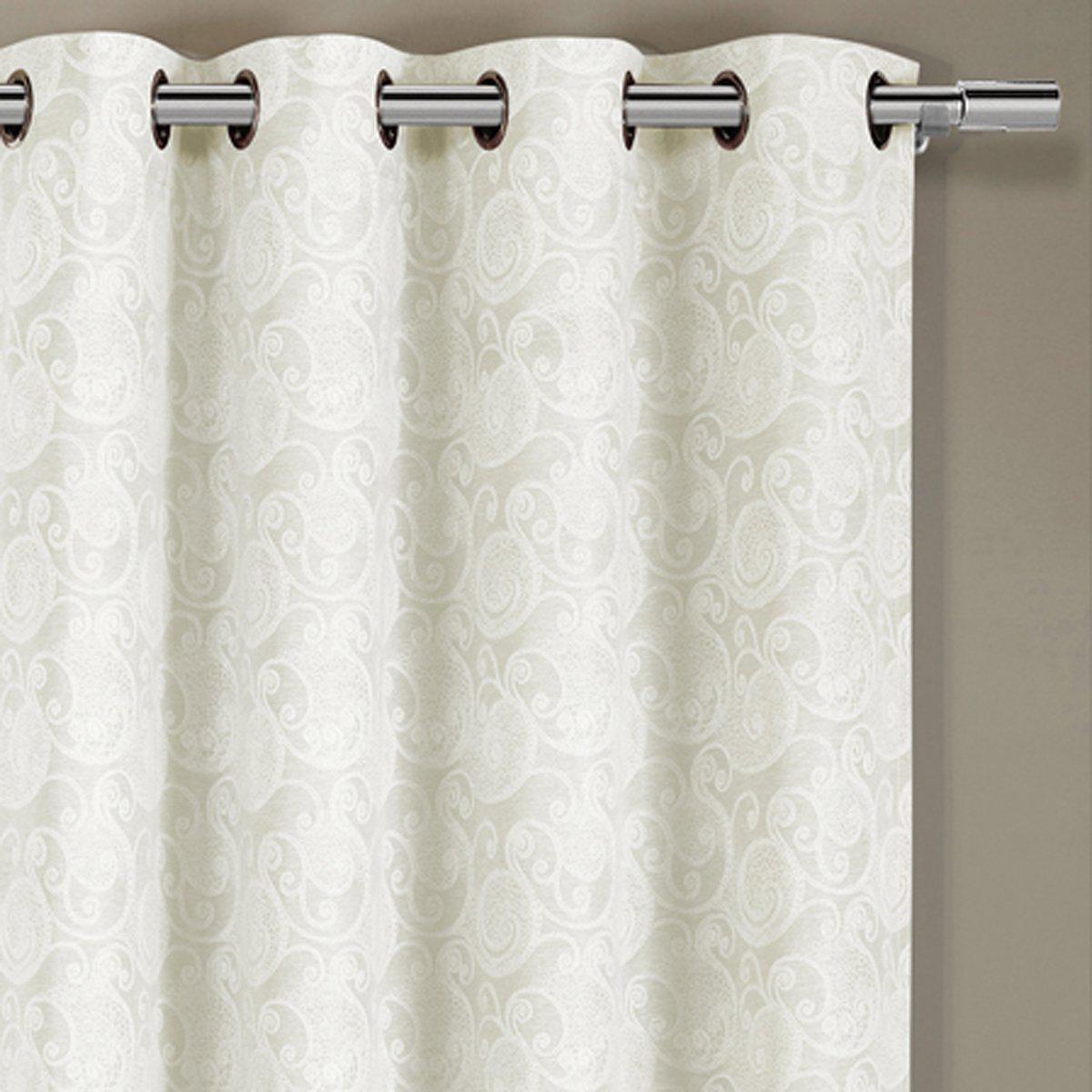 Tabitha Flower Curtains Jacquard Grommet Top Panels (Single) - Image 2