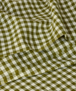 Botanical Green Gingham Linen Blend Flat Sheet