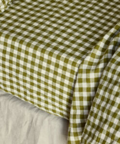 Botanical Green Gingham Linen Blend Fitted Sheet