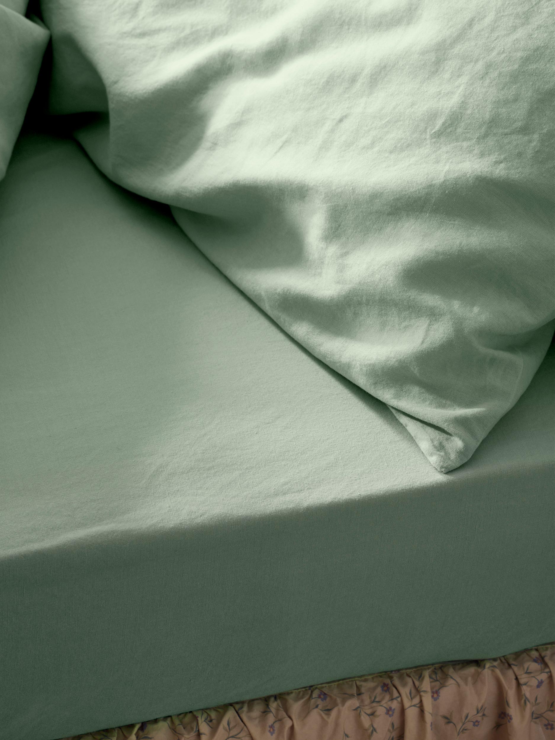 Sage Green Linen Blend Fitted Sheet