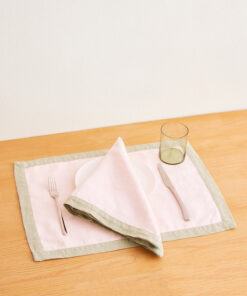Rosewater & Sage 100% French Flax Linen Trim Napkins (Set of Four)