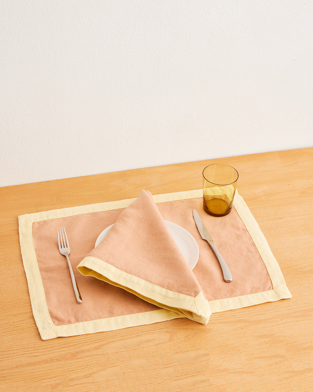 Terracotta & Limoncello 100% French Flax Linen Trim Napkins (Set of Four)