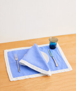 Wildflower & White 100% French Flax Linen Trim Napkins (Set of Four)