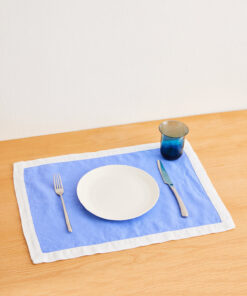 Wildflower & White 100% French Flax Linen Trim Placemats (Set of Four)