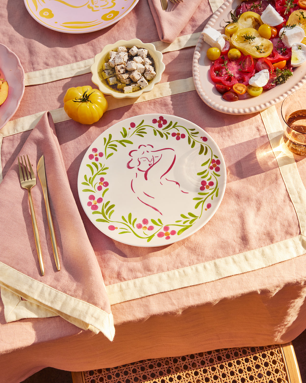 Terracotta & Limoncello 100% French Flax Linen Trim Napkins (Set of Four) - Image 2