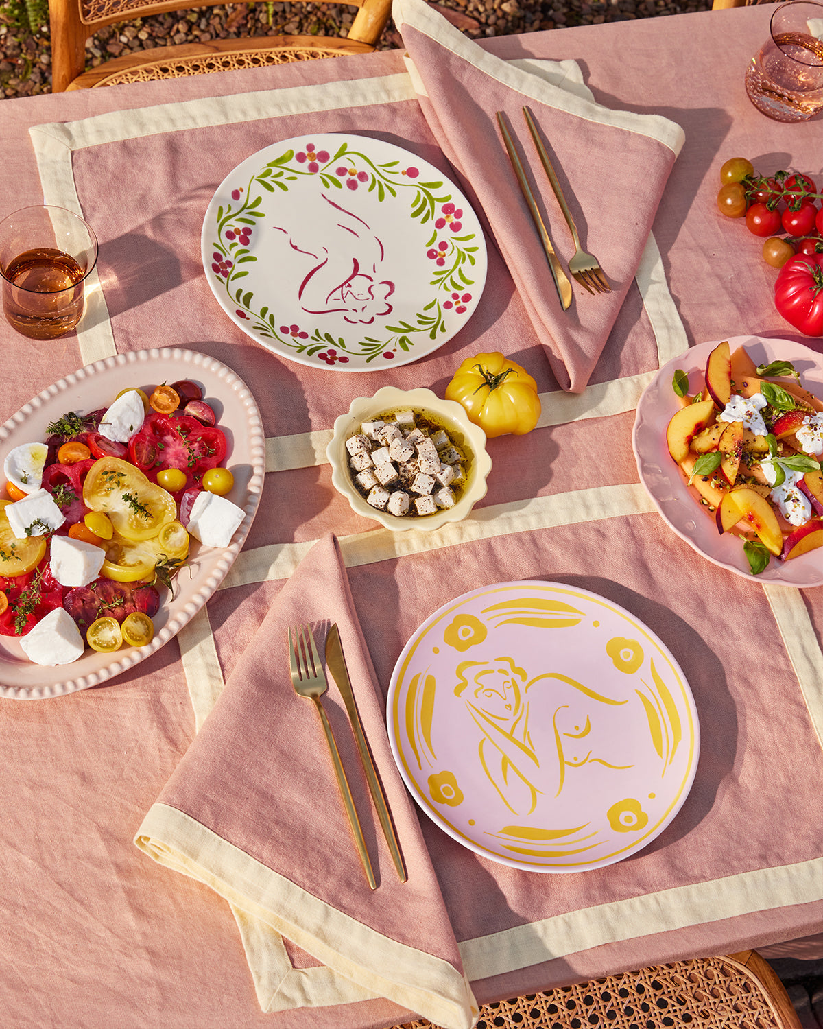 Terracotta & Limoncello 100% French Flax Linen Trim Napkins (Set of Four) - Image 3