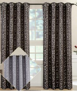 Pair (Set of 2) Top Grommet Window Curtain Panels Abstract Jacquard Tuscany. 104 Inches Total Width.