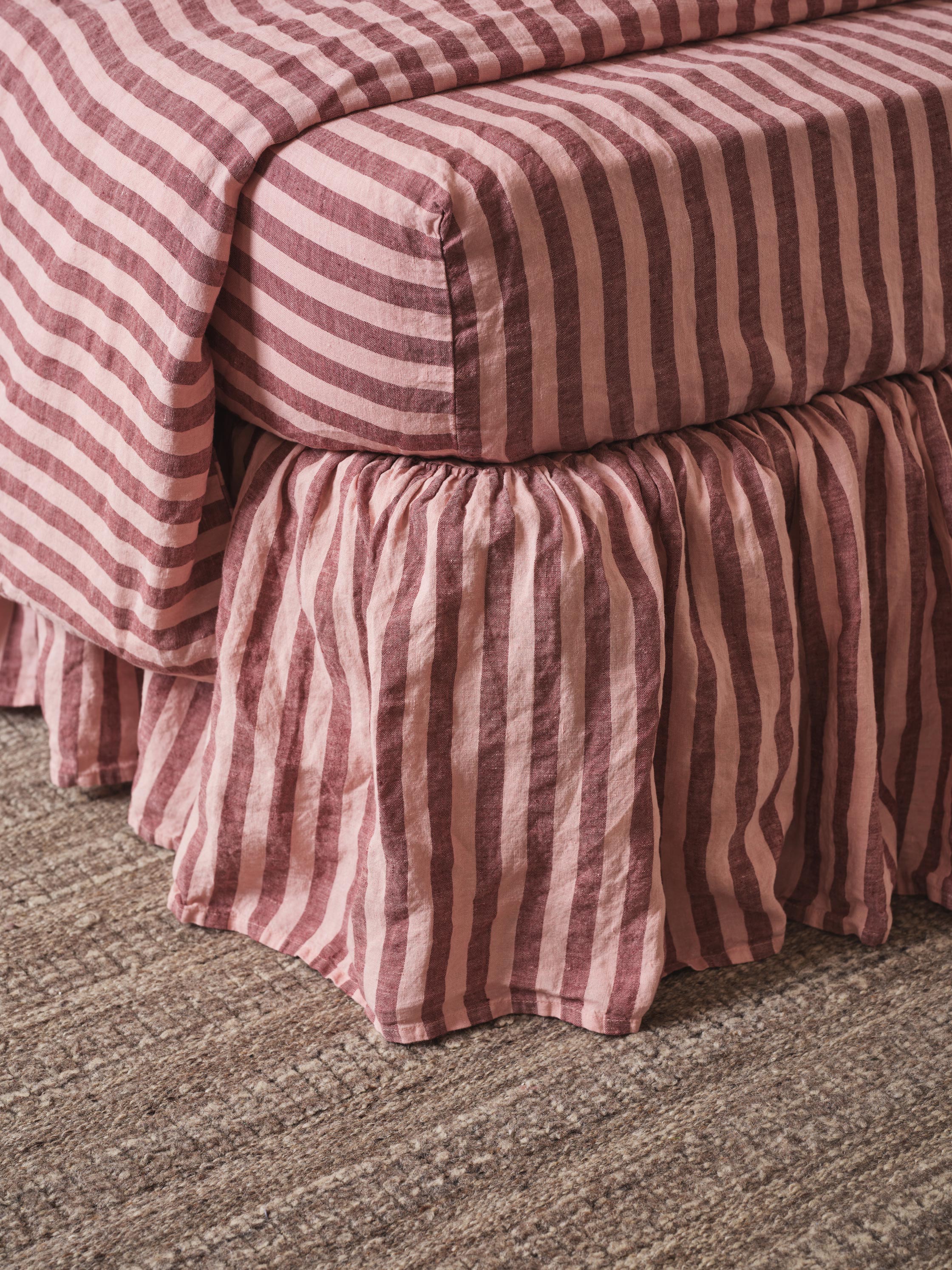 Rhubarb & Rose Pembroke Stripe Linen Blend Bed Skirt