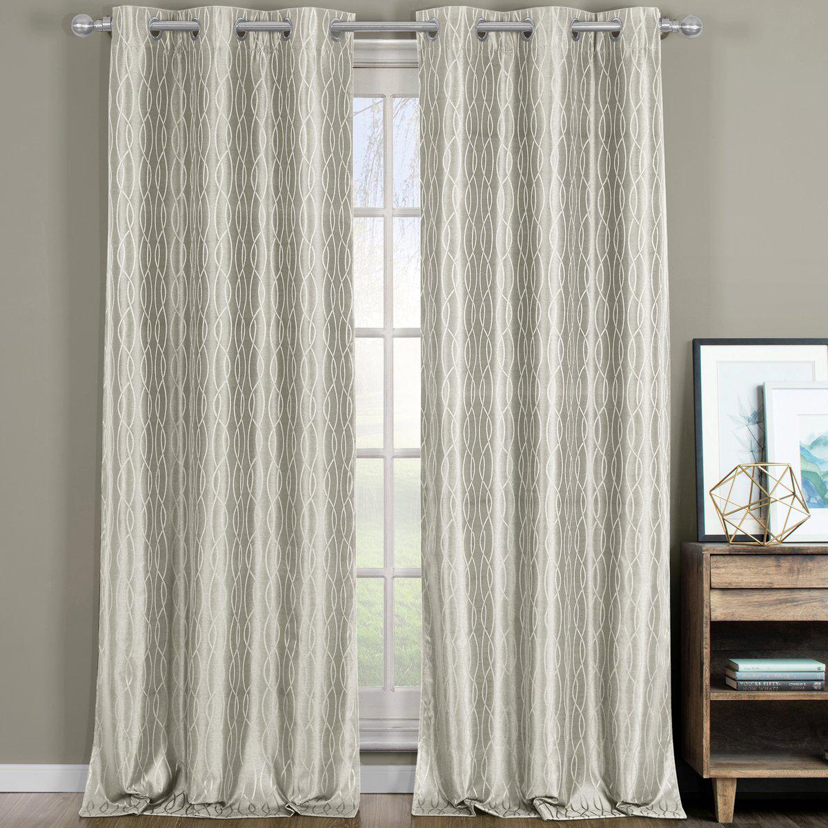 Voyage Jacquard Thermal Blackout Grommets Curtain Panels (Set of 2) in 63. 84. 96 OR 108 inch long - Image 3