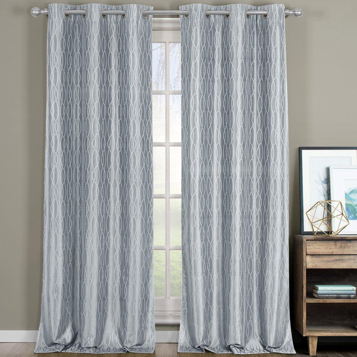 Voyage Jacquard Thermal Blackout Grommets Curtain Panels (Set of 2) in 63. 84. 96 OR 108 inch long - Image 16