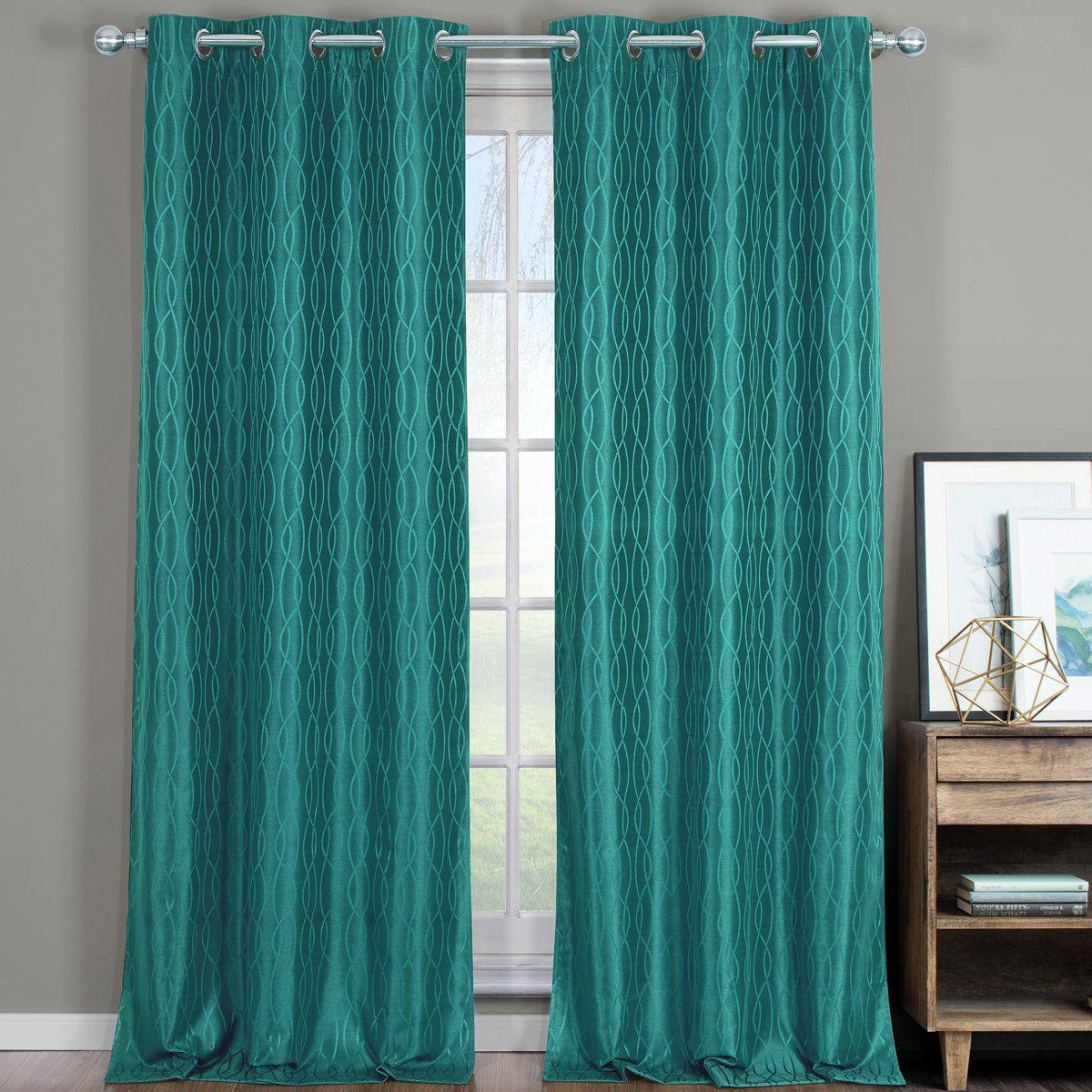 Voyage Jacquard Thermal Blackout Grommets Curtain Panels (Set of 2) in 63. 84. 96 OR 108 inch long - Image 17