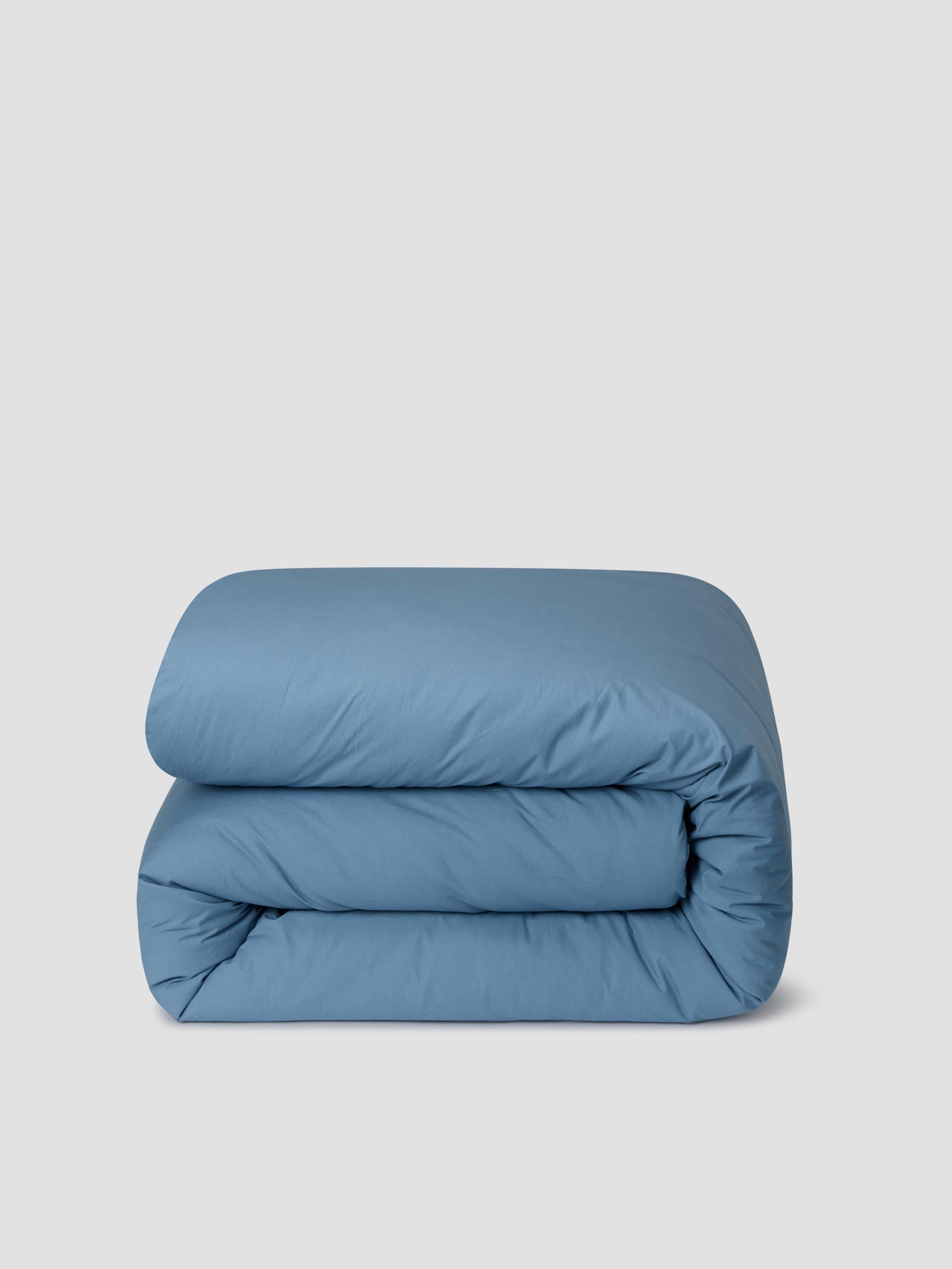 Cove Blue Washed Percale Cotton Duvet Cover - Image 3