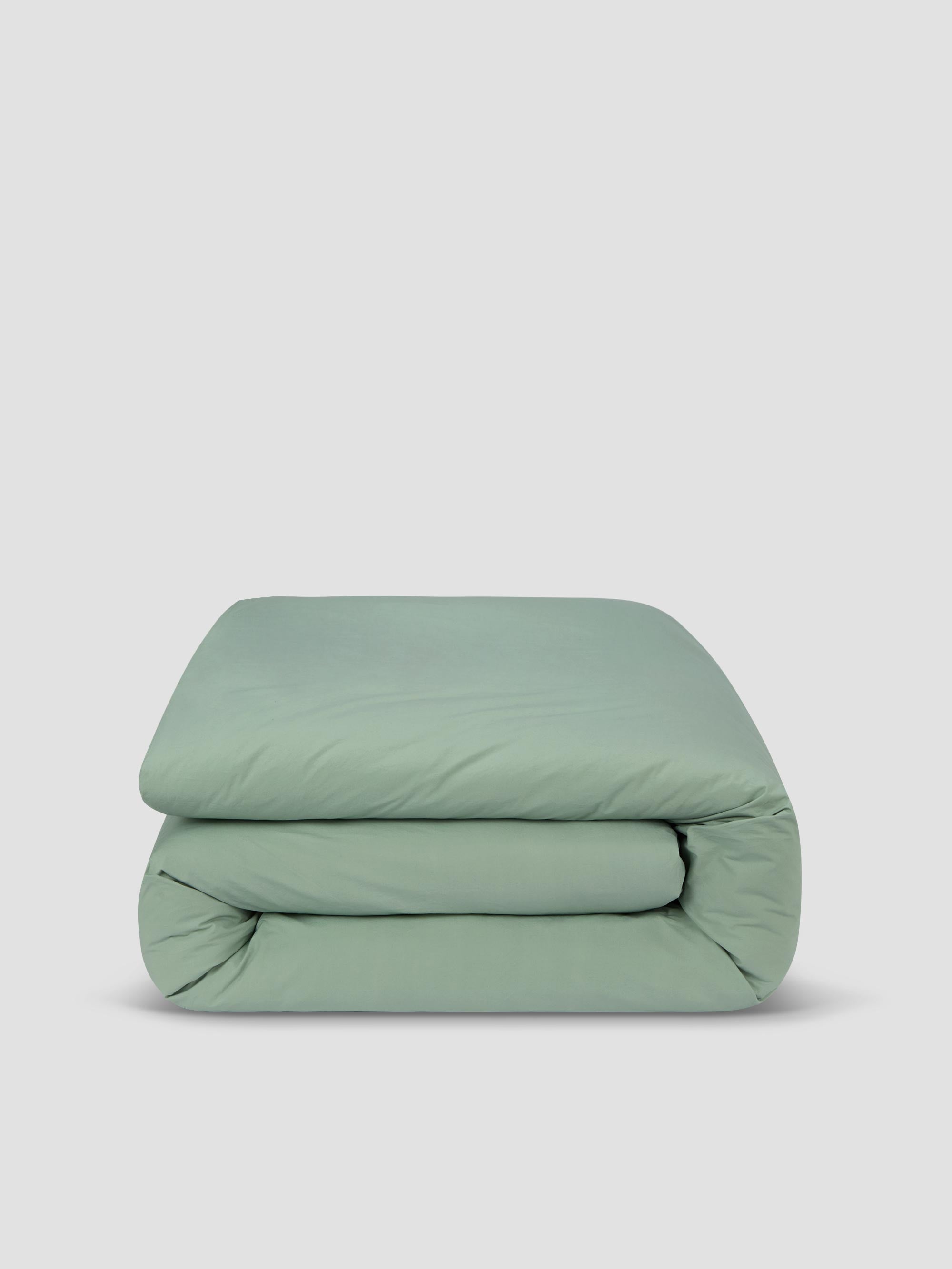 Mellow Green Washed Cotton Percale Duvet Cover - Image 3
