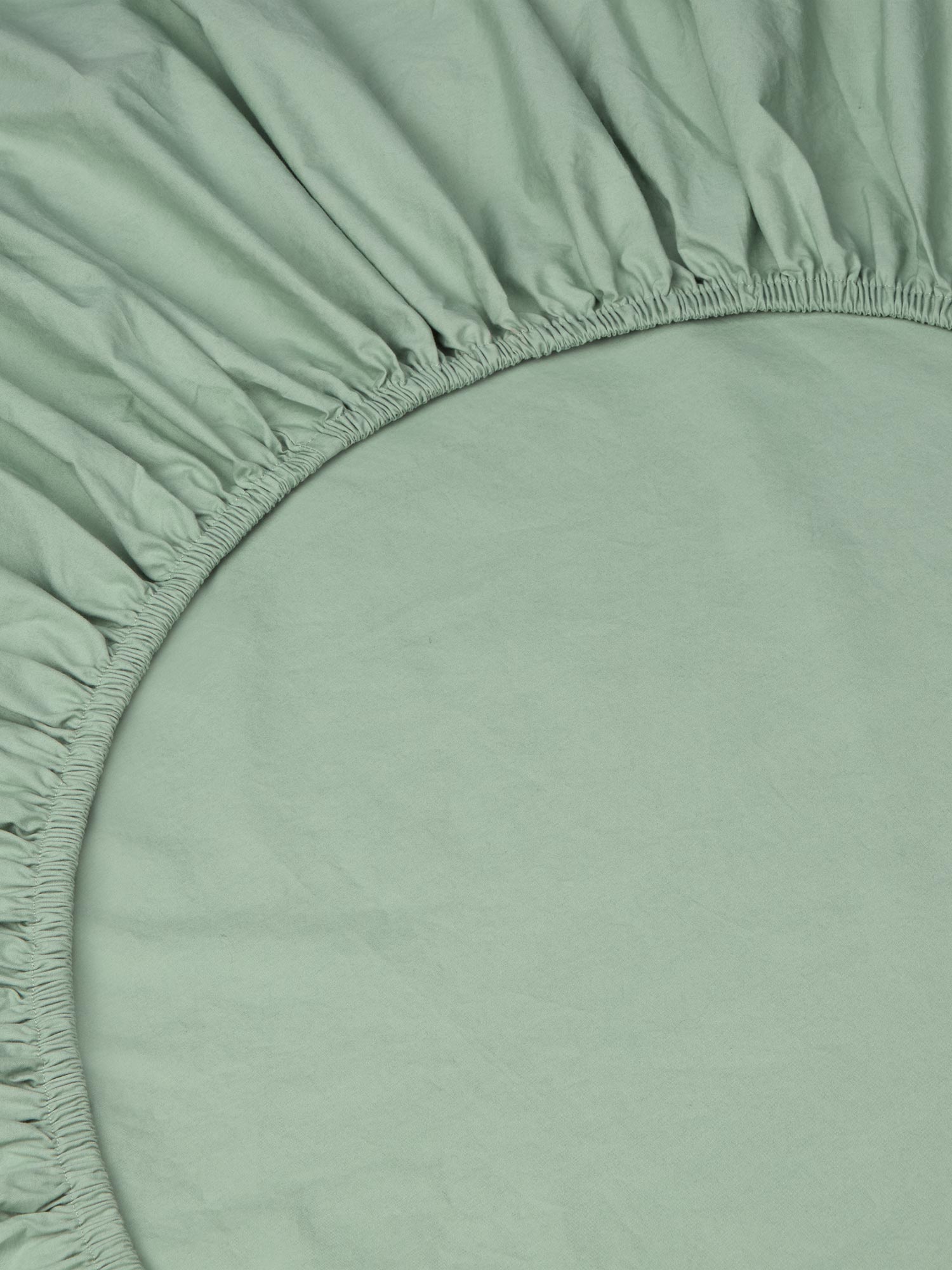 Mellow Green Washed Cotton Percale Fitted Sheet - Image 2