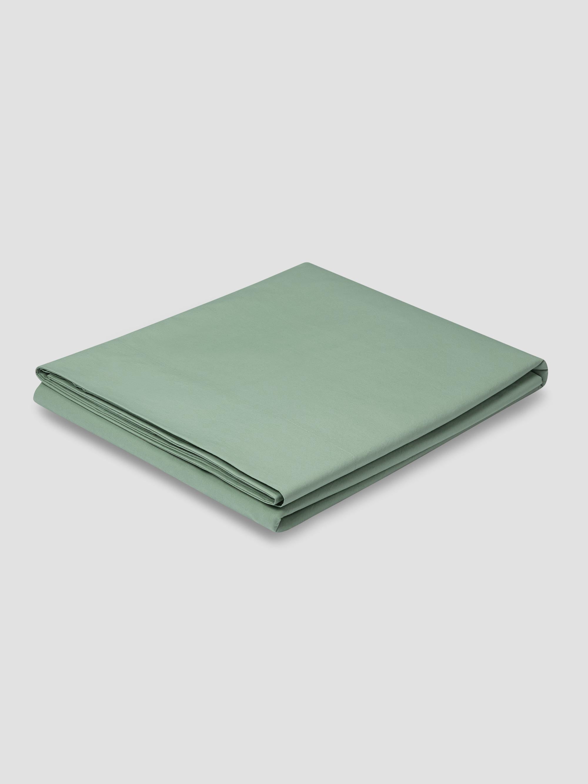 Mellow Green Washed Cotton Percale Flat Sheet - Image 2