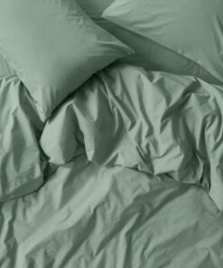 Mellow Green Washed Cotton Percale Duvet Cover